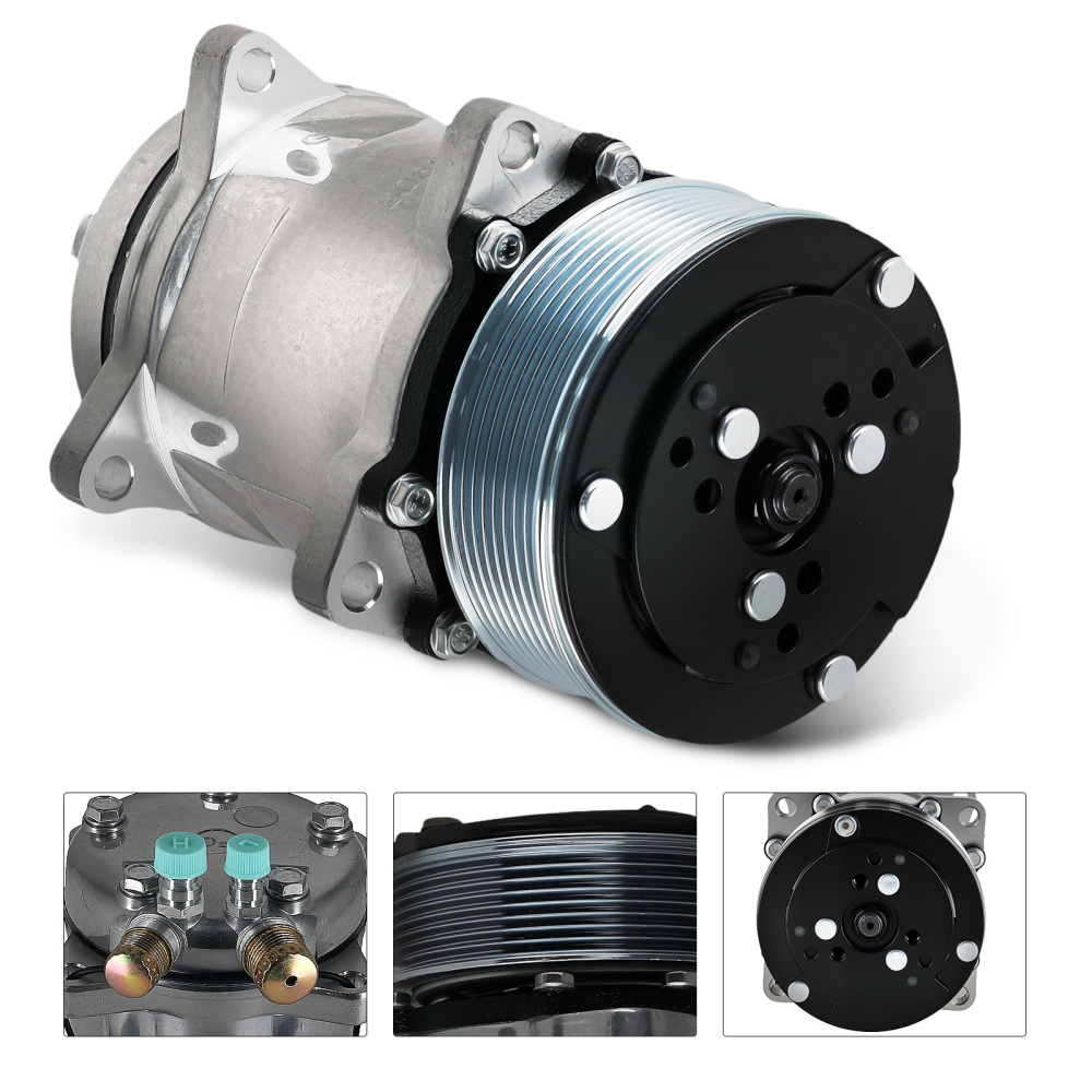 A/C compatible for AC Compressor Assembly For Abacus 508 /Sanden 5H14 Serpentine Belt 8 Grooves