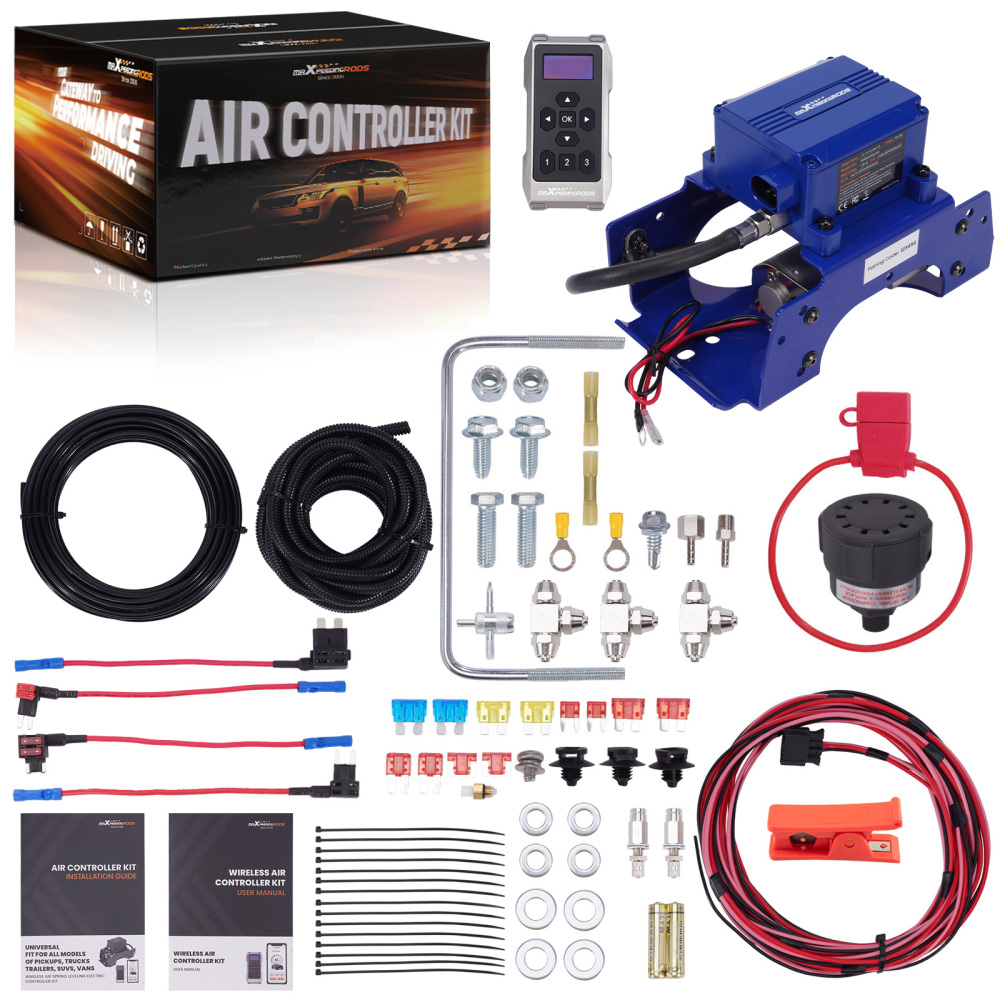 Air Compressor Control System Assembly for Air Spring Bag Kit, Single-Path Wireless Controller with Free iOSAndroid App