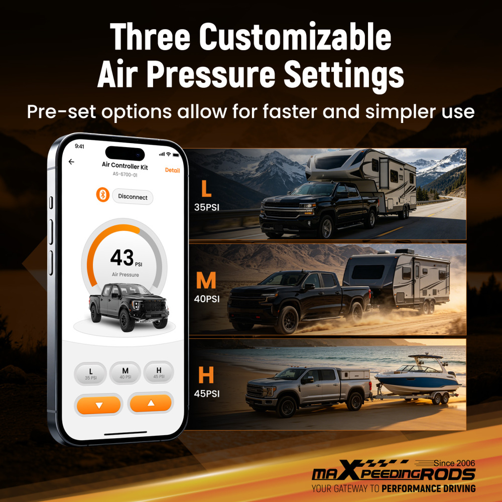 Air Compressor Control System Assembly for Air Spring Bag Kit, Single-Path Wireless Controller with Free iOSAndroid App