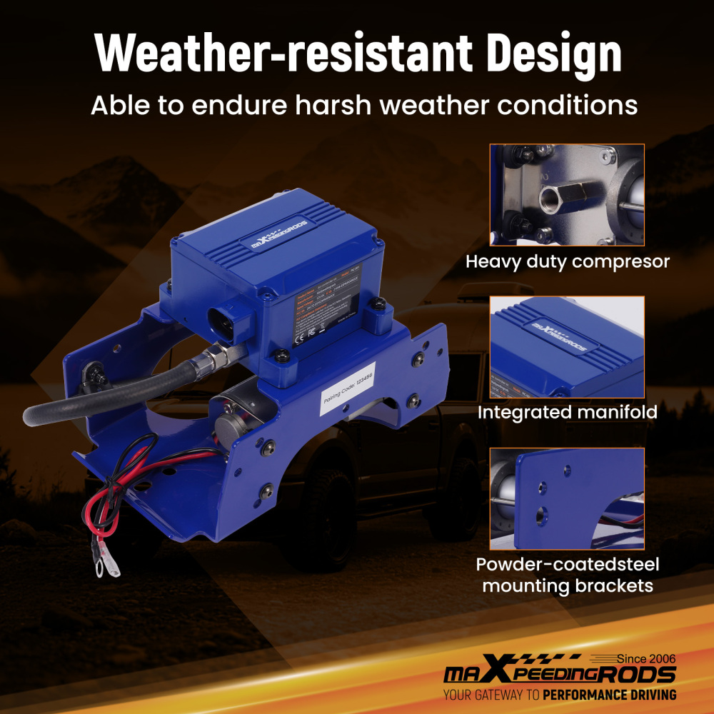 Air Compressor Control System Assembly for Air Spring Bag Kit, Single-Path Wireless Controller with Free iOSAndroid App