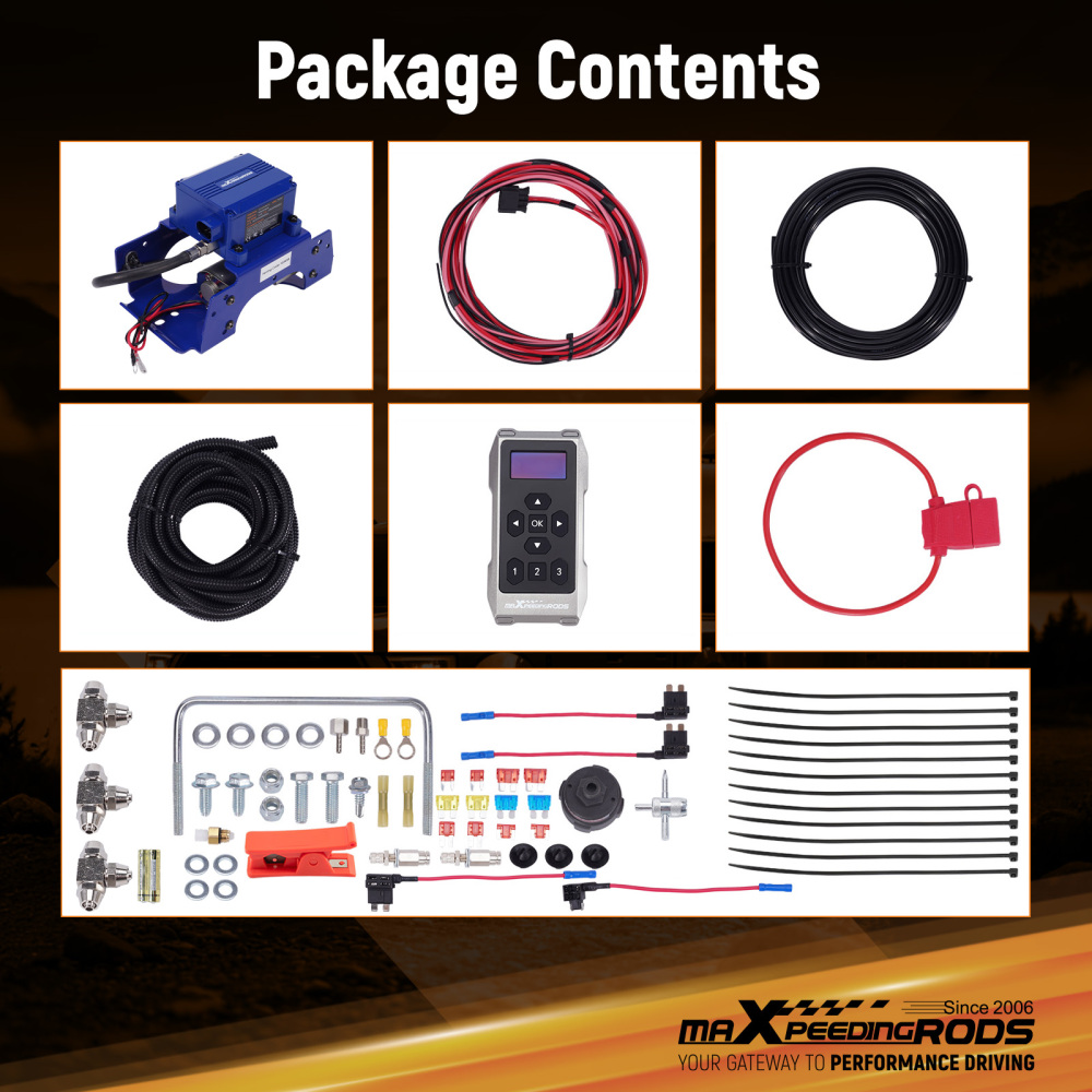 Air Compressor Control System Assembly for Air Spring Bag Kit, Single-Path Wireless Controller with Free iOSAndroid App