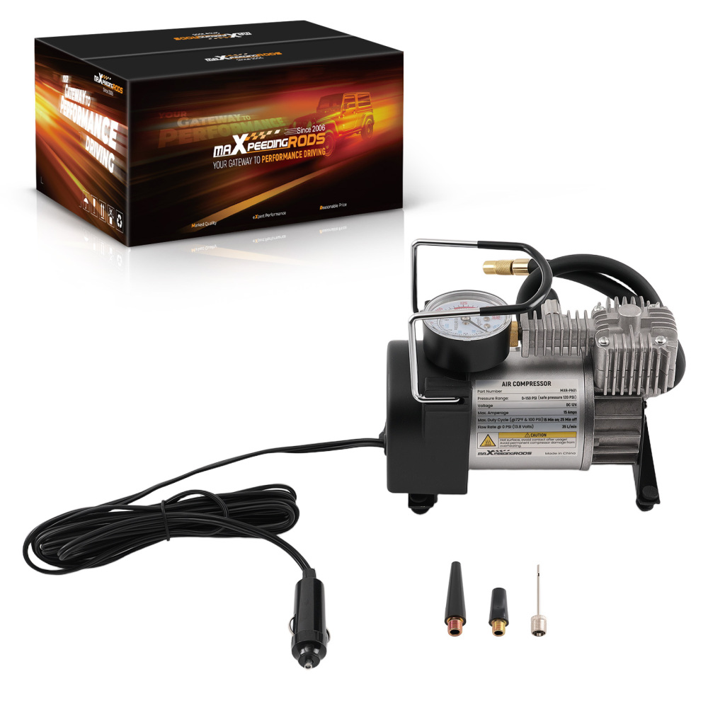 12V Air Compressor 150PSI Portable Inflator Pump for Truck Van Bus 35L/Min