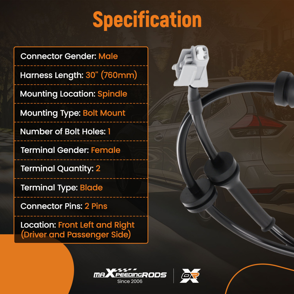 Front Left Right ABS Wheel Speed Sensors compatible for NISSAN X-TRAIL SLX 4WD 2.5L 2008-12