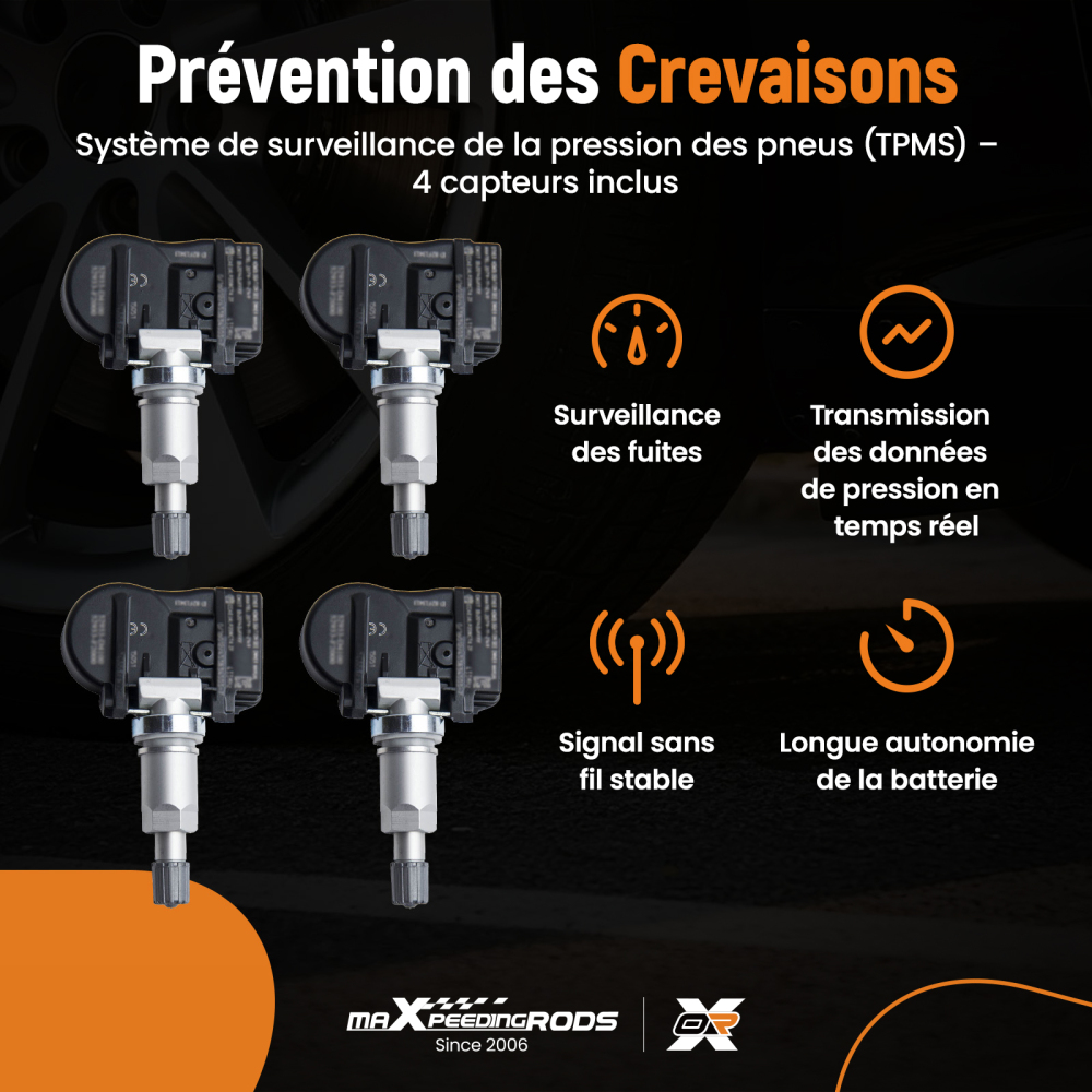 4x Pneumatico Pressione Sensore compatibile per Hyundai Santa Fe Sport 18 - 20 52933-F2000