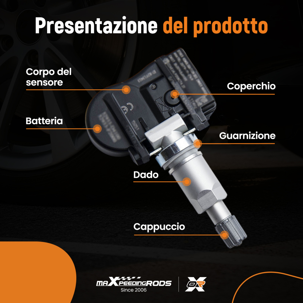 4x Pneumatico Pressione Sensore compatibile per Hyundai Santa Fe Sport 18 - 20 52933-F2000
