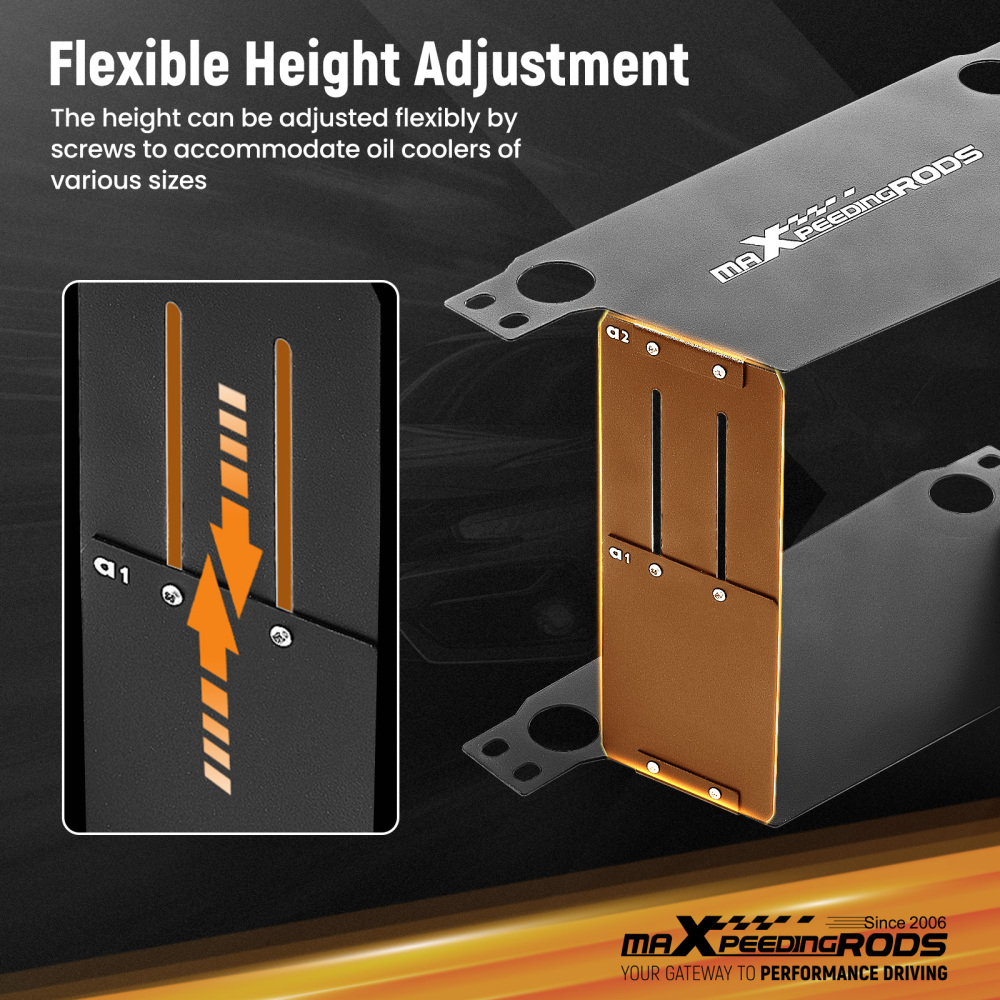 Adjustable Oil Cooler Air Guide for 7-13 Row Universal Black Alloy Complete Kit