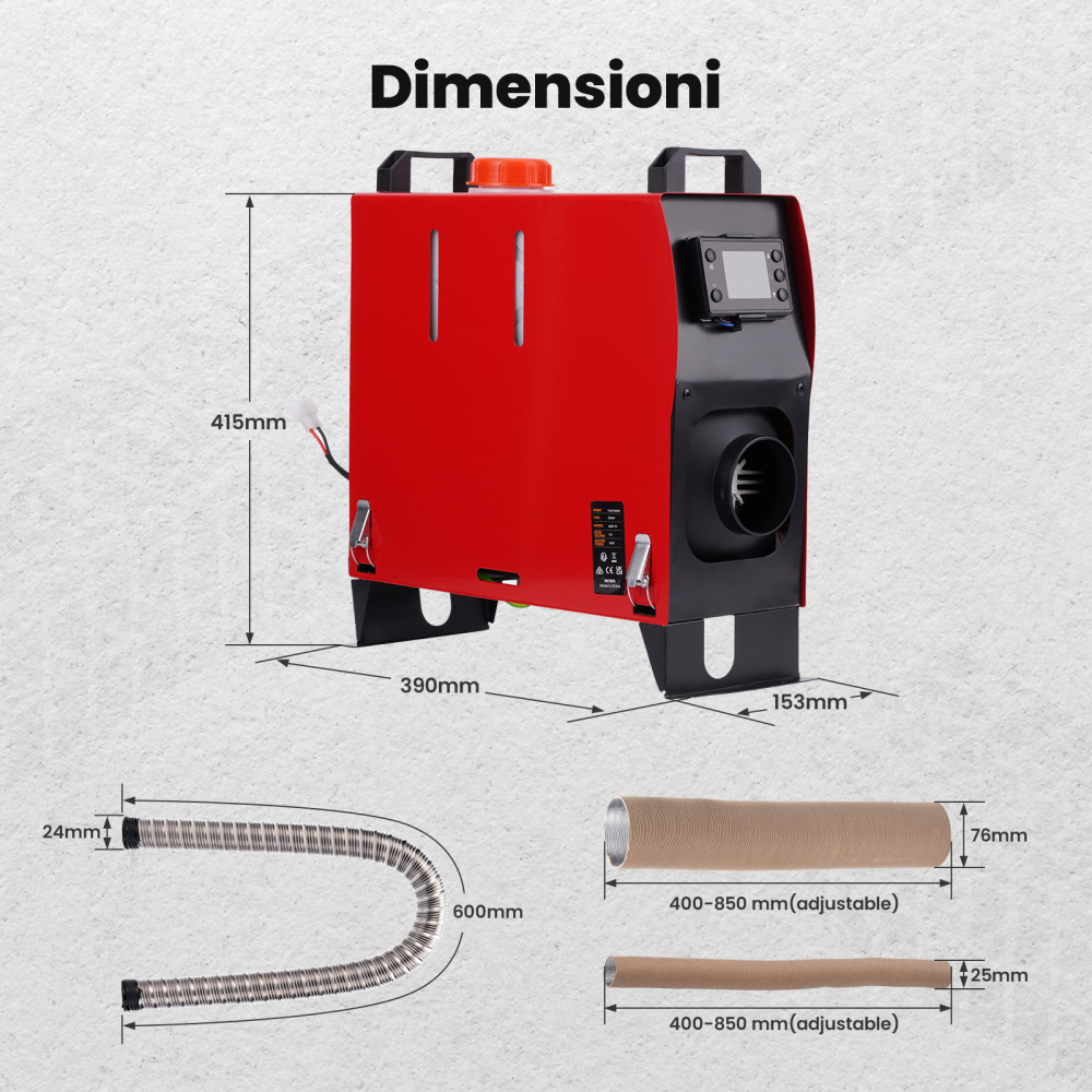 12V 1KW-5KW Diesel Riscaldamento parcheggio Air Heater For Caravan, trucks, cars