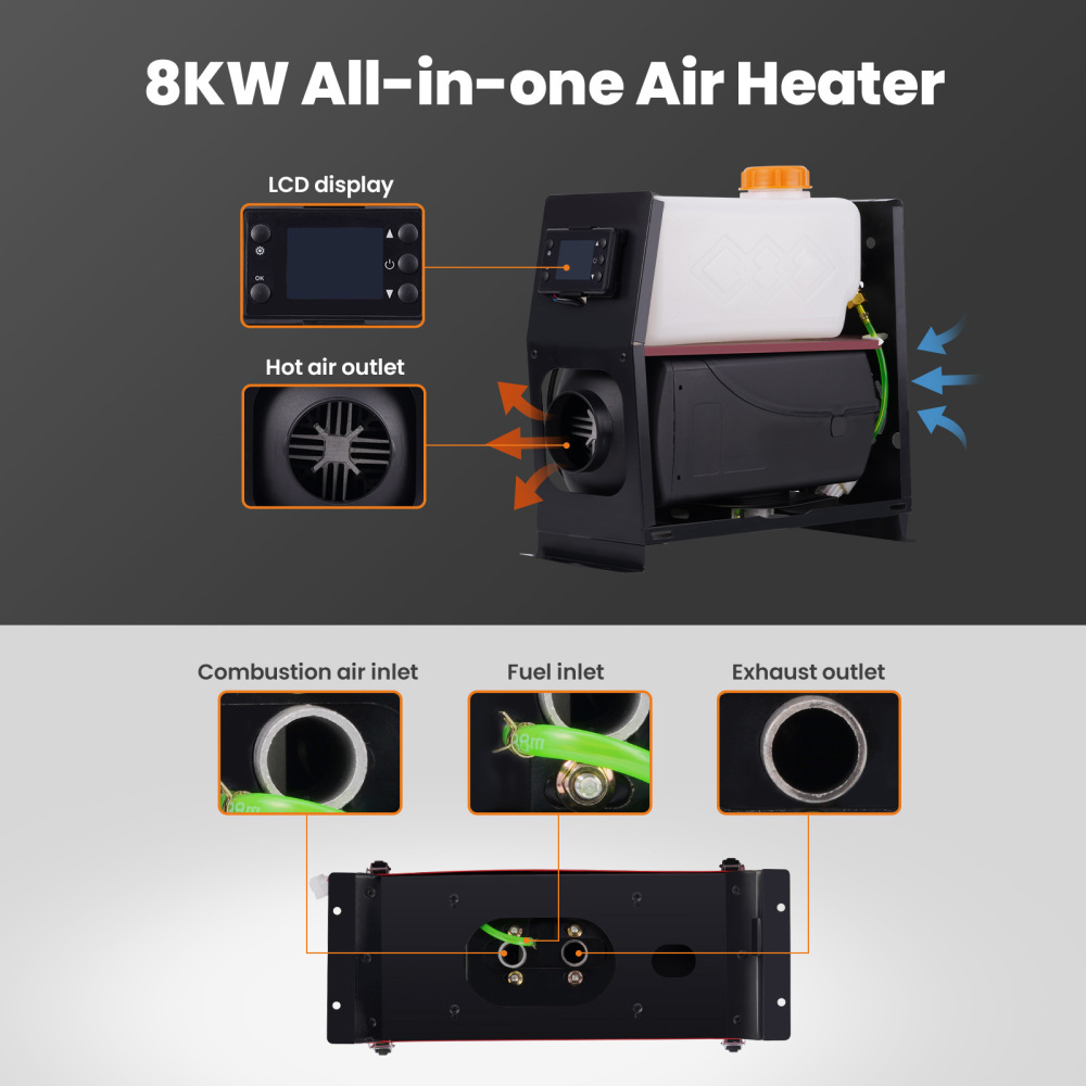 Diesel Air Heater 12V 8KW Tank Remote Control Thermostat Caravan Motorhome RV
