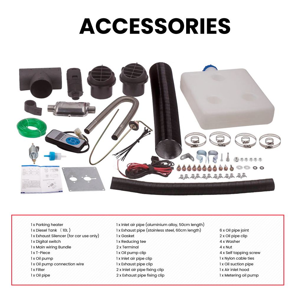 Diesel Heater 12V 5KW Digital Switch 10LTank diesel heater for Van Lorry Boat Van Thermostat