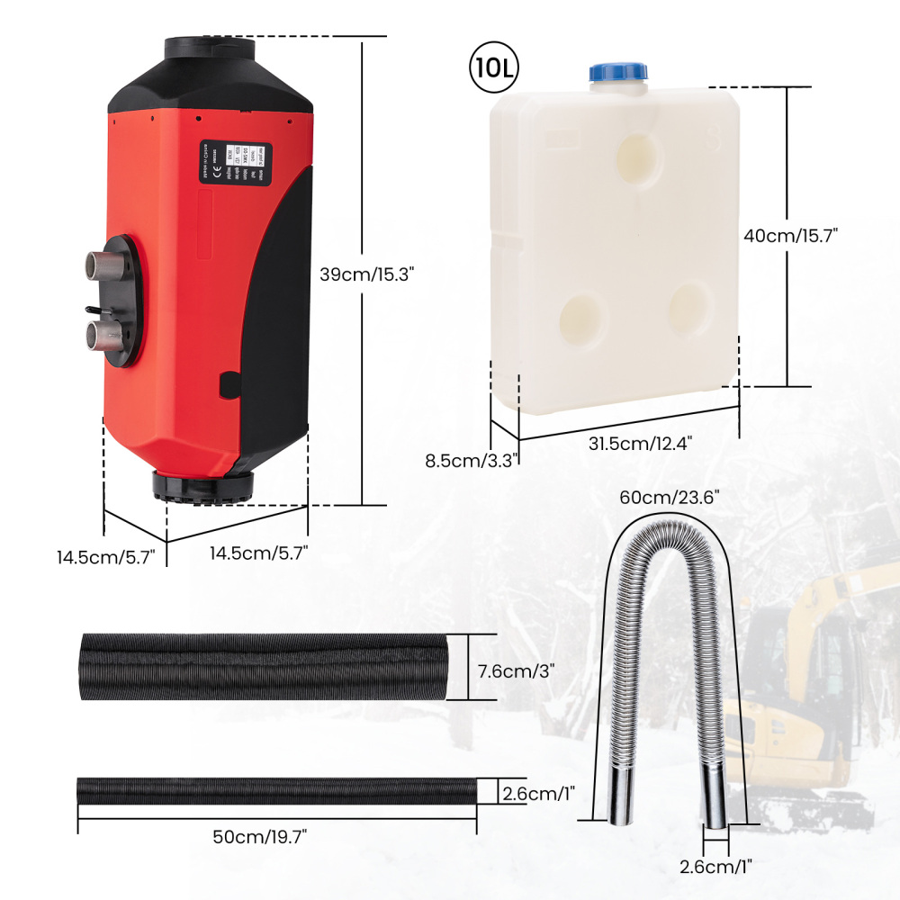 12V 2KW-8KW Diesel Air Heater 10L Tank Vent Duct for Car Caravan Lorrys Boats