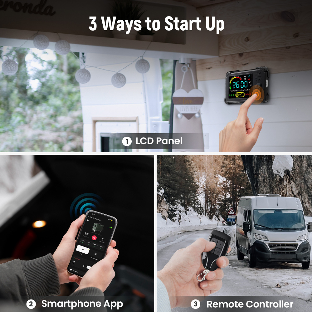 2KW 12V Air Diesel Parking Heater Thermostat w/ LCD Remote Controller RV Van Bus