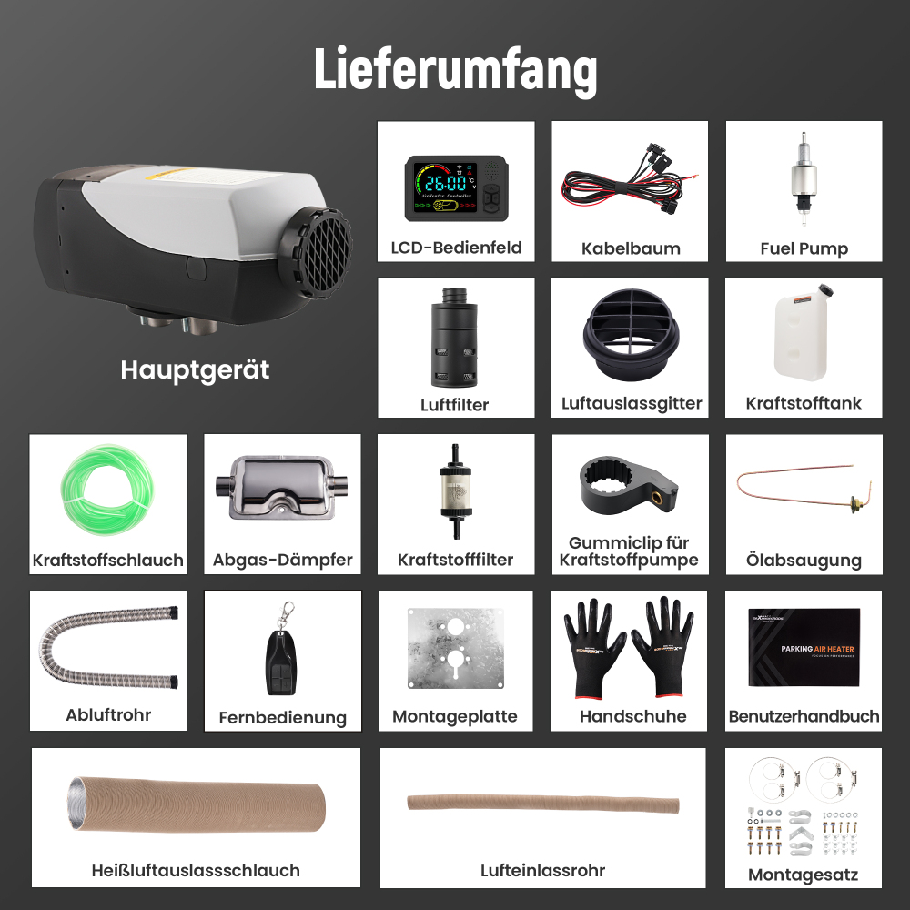 2KW 12V Air Diesel Parking Heater Thermostat w/ LCD Remote Controller RV Van Bus