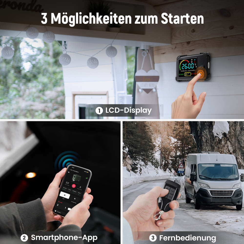 2KW 12V Air Diesel Parking Heater Thermostat w/ LCD Remote Controller RV Van Bus