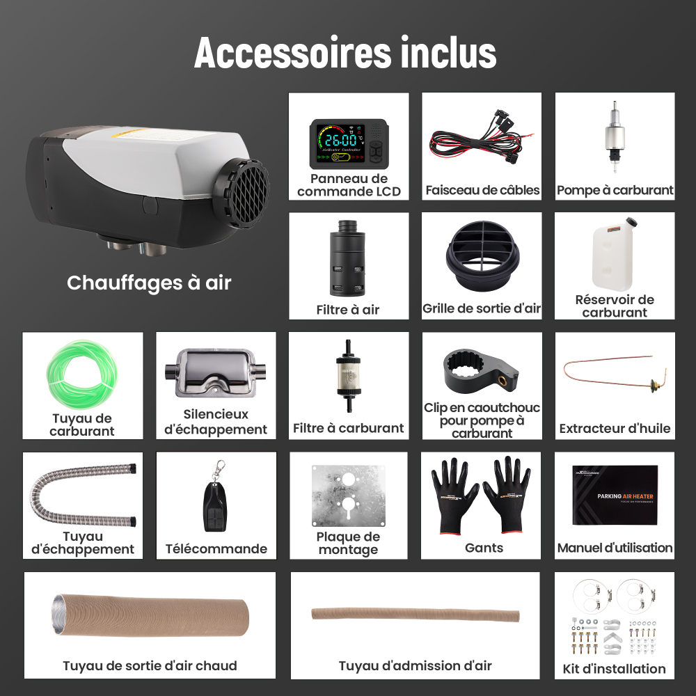 2KW 12V Air Diesel Parking Heater Thermostat w/ LCD Remote Controller RV Van Bus