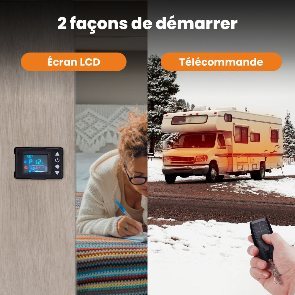 12V 2KW-8KW Diesel Air Heater 10L Tank LCD Hole Car Bus Trucks Boats Bateau Neuf