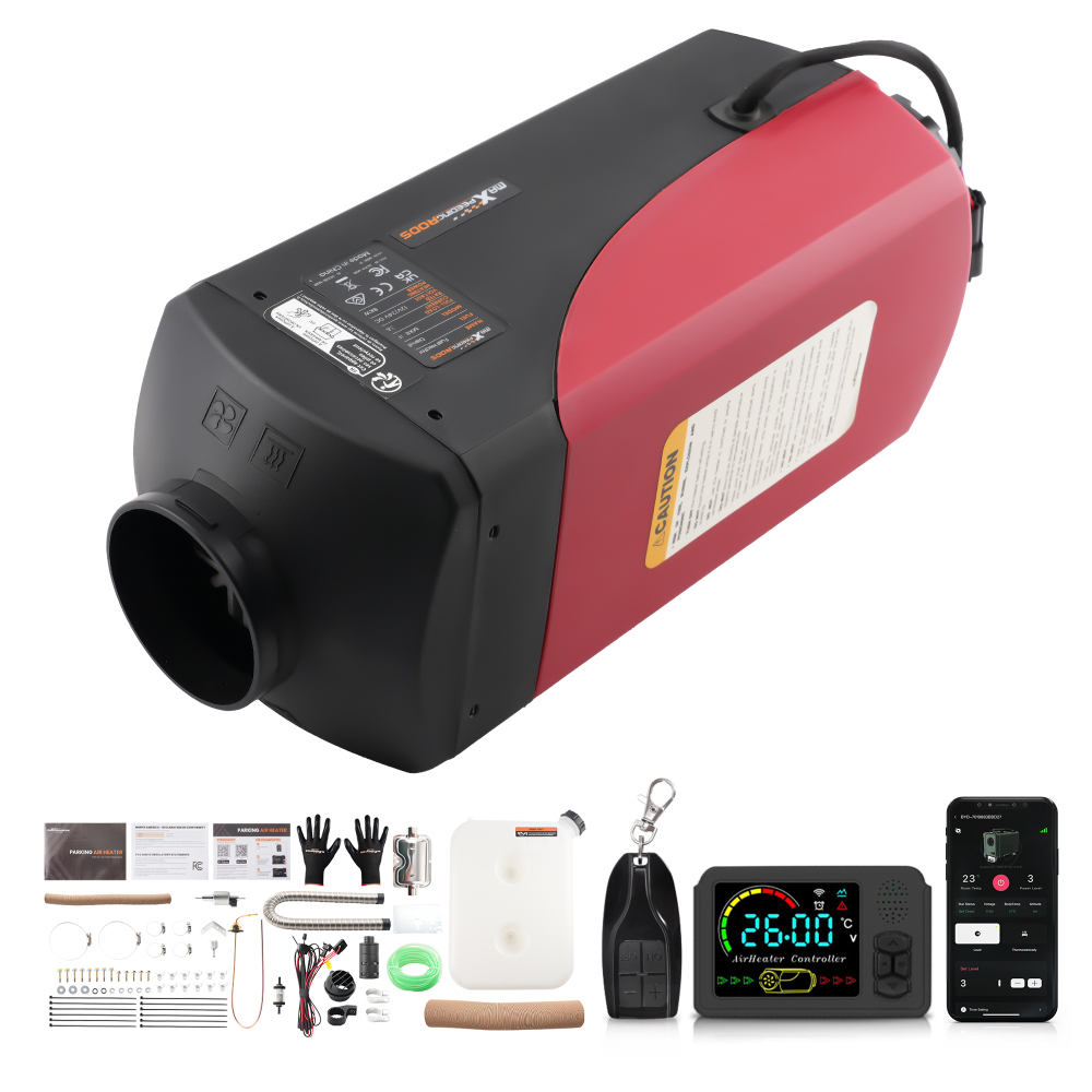 12V 8KW Air Heater Diesel LCD Bluetooth Adjustable 10L Tank compatible for Vent Duct FOR RV Bus