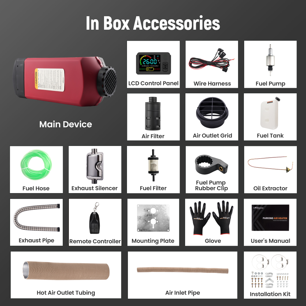 12V 2KW-8KW Diesel Air Heater 10L Tank LCD Hole Car Bus Trucks Boats Bateau Neuf