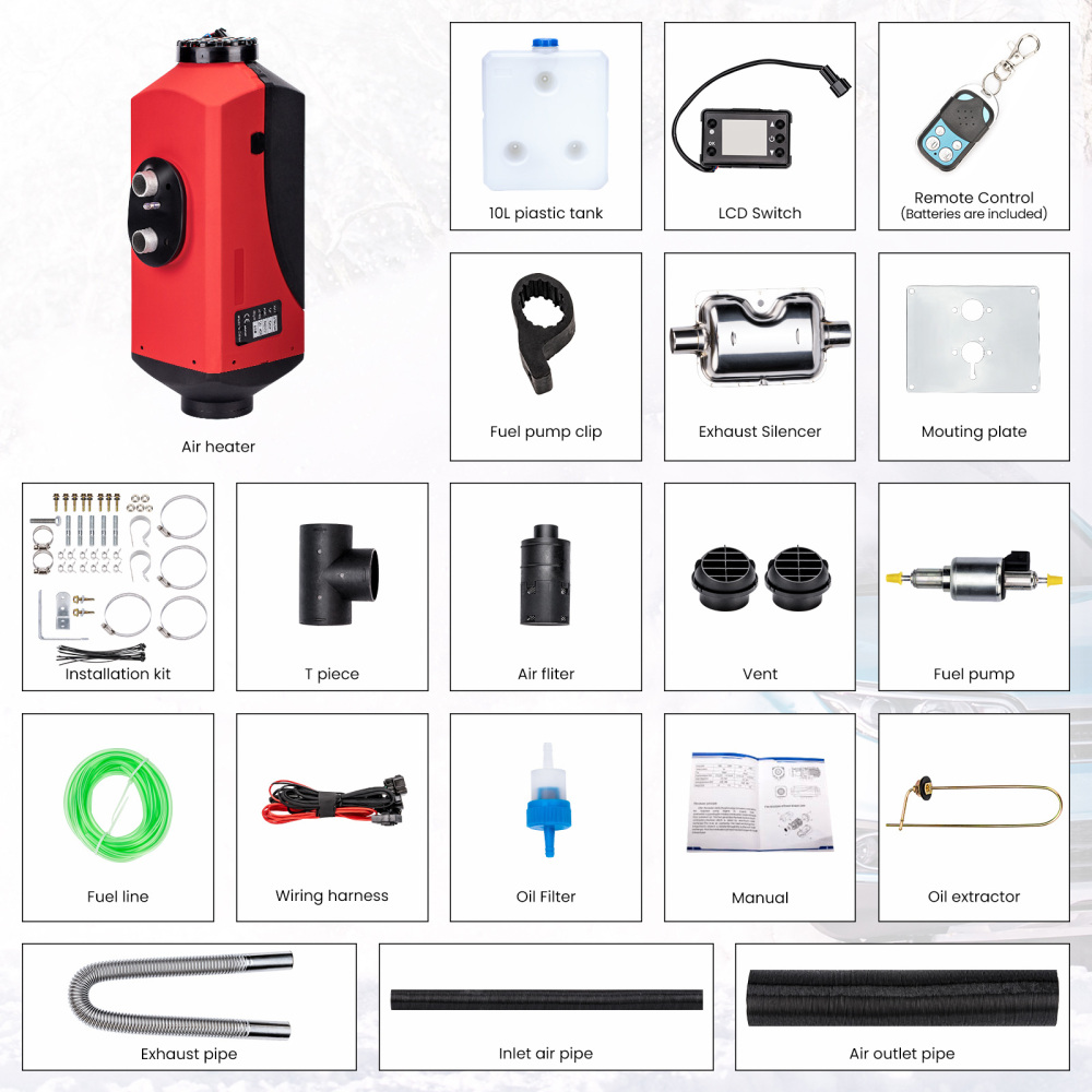 12V 5KW Chauffage à air diesel 2KW ~ 5KW Télécommande LCD Caravane Camping-car Camions