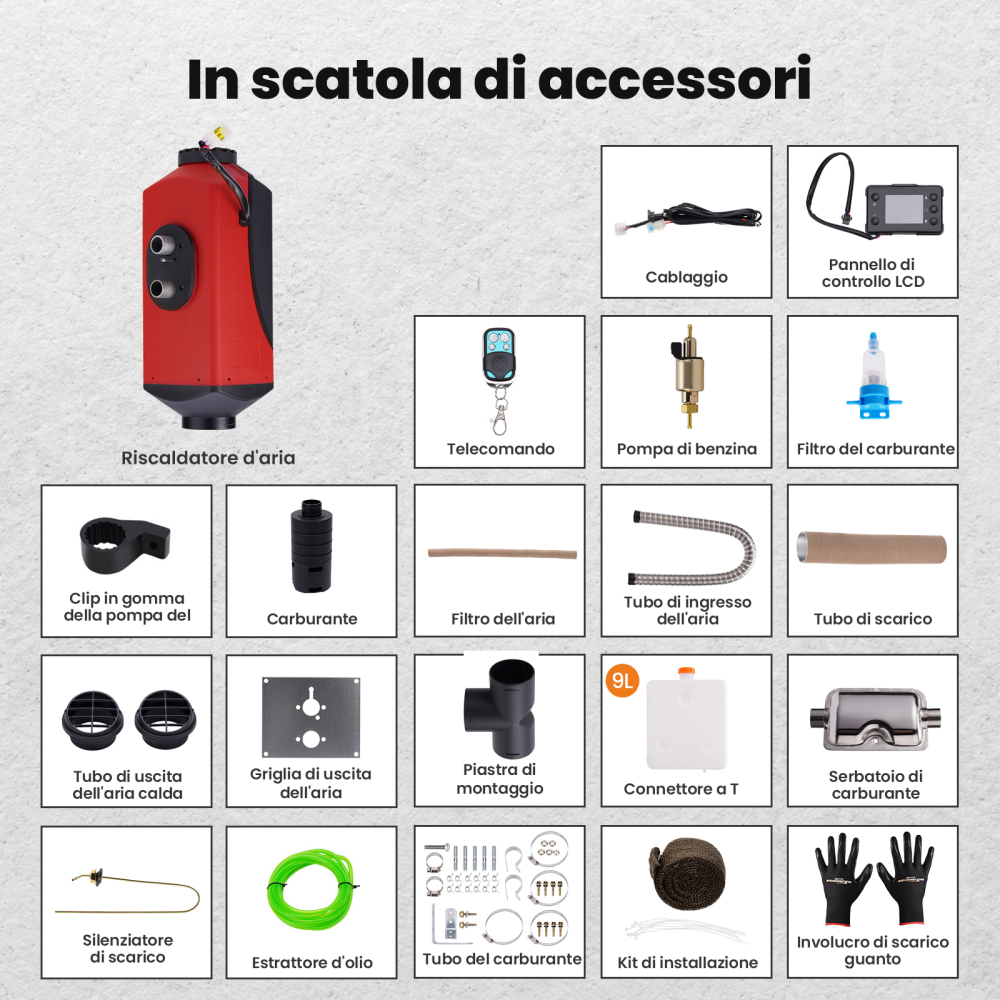 5kw Diesel Air Heater Riscaldamento Diesel 12v Riscaldatore Diesel LCD Switch