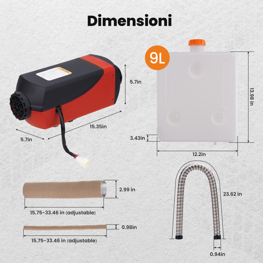 5kw Diesel Air Heater Riscaldamento Diesel 12v Riscaldatore Diesel LCD Switch