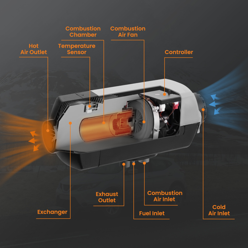 12v 5000w Diesel Air Heater Chauffage Voiture Pour Bateaux Motorhome Camion Lcd
