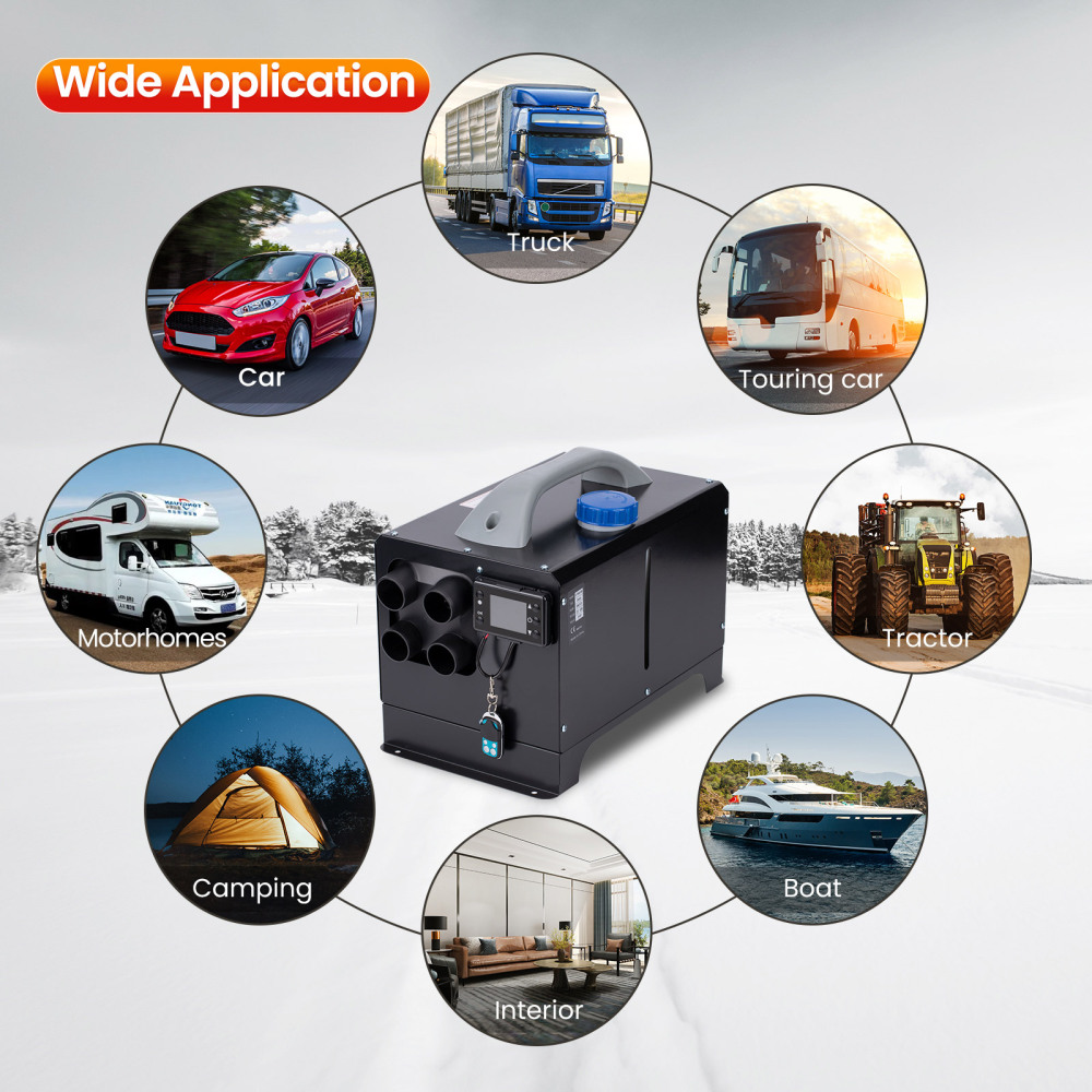 Riscaldatore diesel ad aria remota LCD 12V 5000W 5KW-8KW per camper per barche auto 4-H Nero