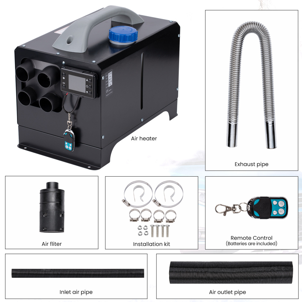 Riscaldatore diesel ad aria remota LCD 12V 5000W 5KW-8KW per camper per barche auto 4-H Nero