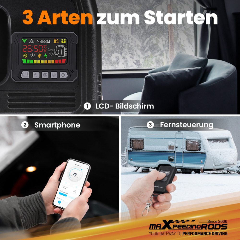 Aggiornato riscaldatore diesel aria LCD Bluetooth® 5KW 12V per camion camper caravan RV