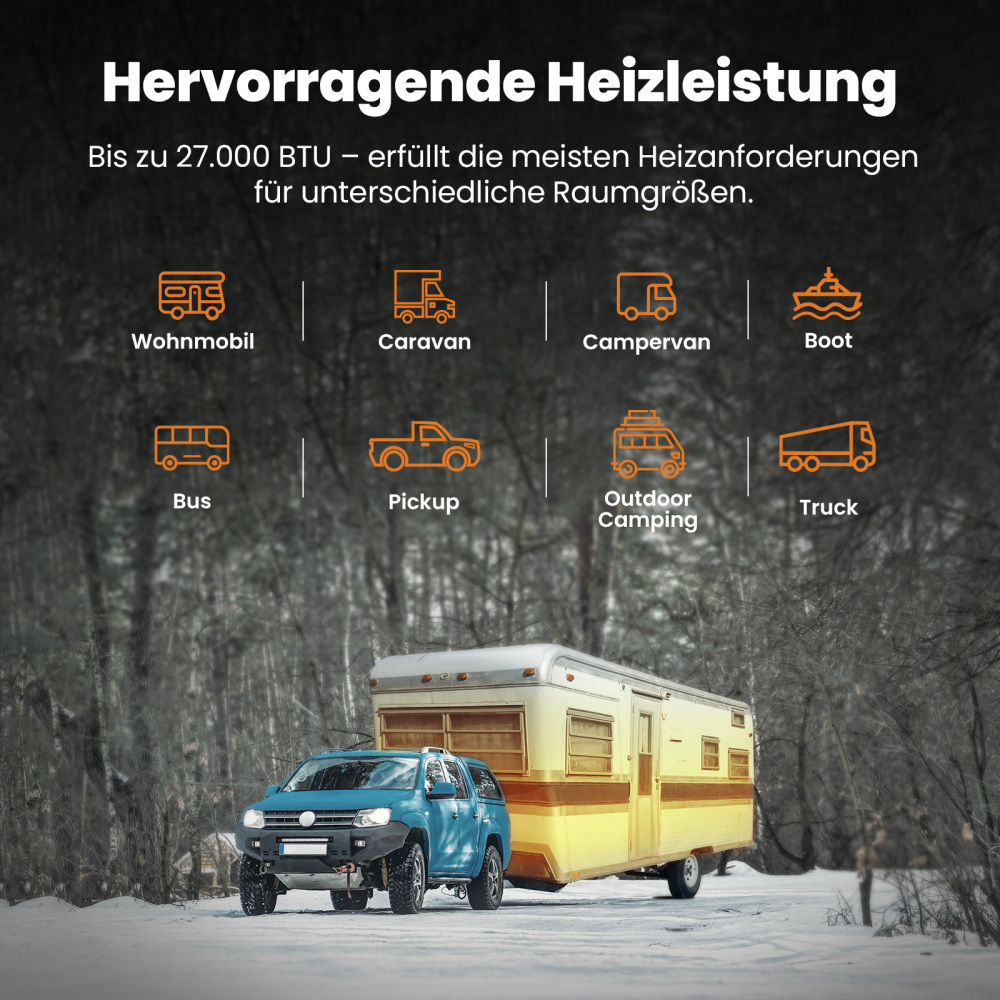 Diesel Air Heater 8KW 12V Bluetooth App Control LCD All in One For Car RV