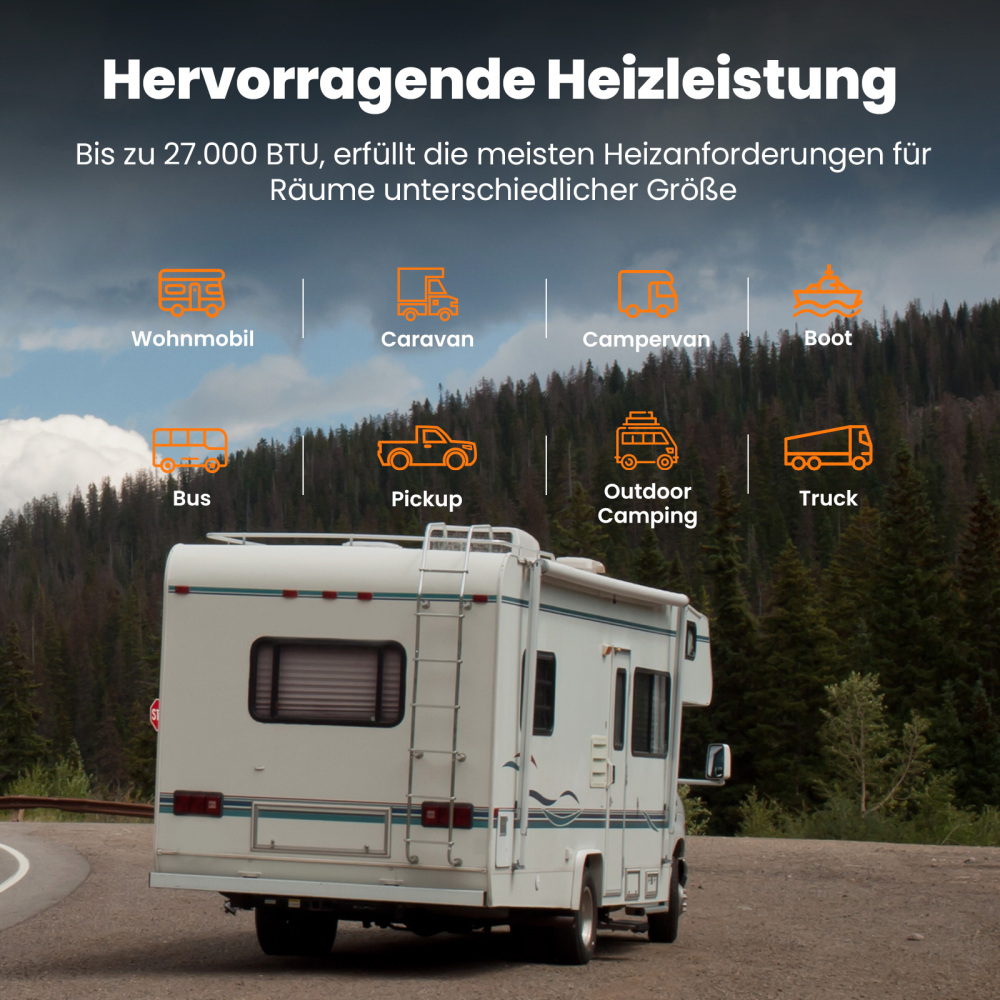 LCD Bluetooth Control Air Diesel Heater Parking 8KW12/24V for Truck RV SUV