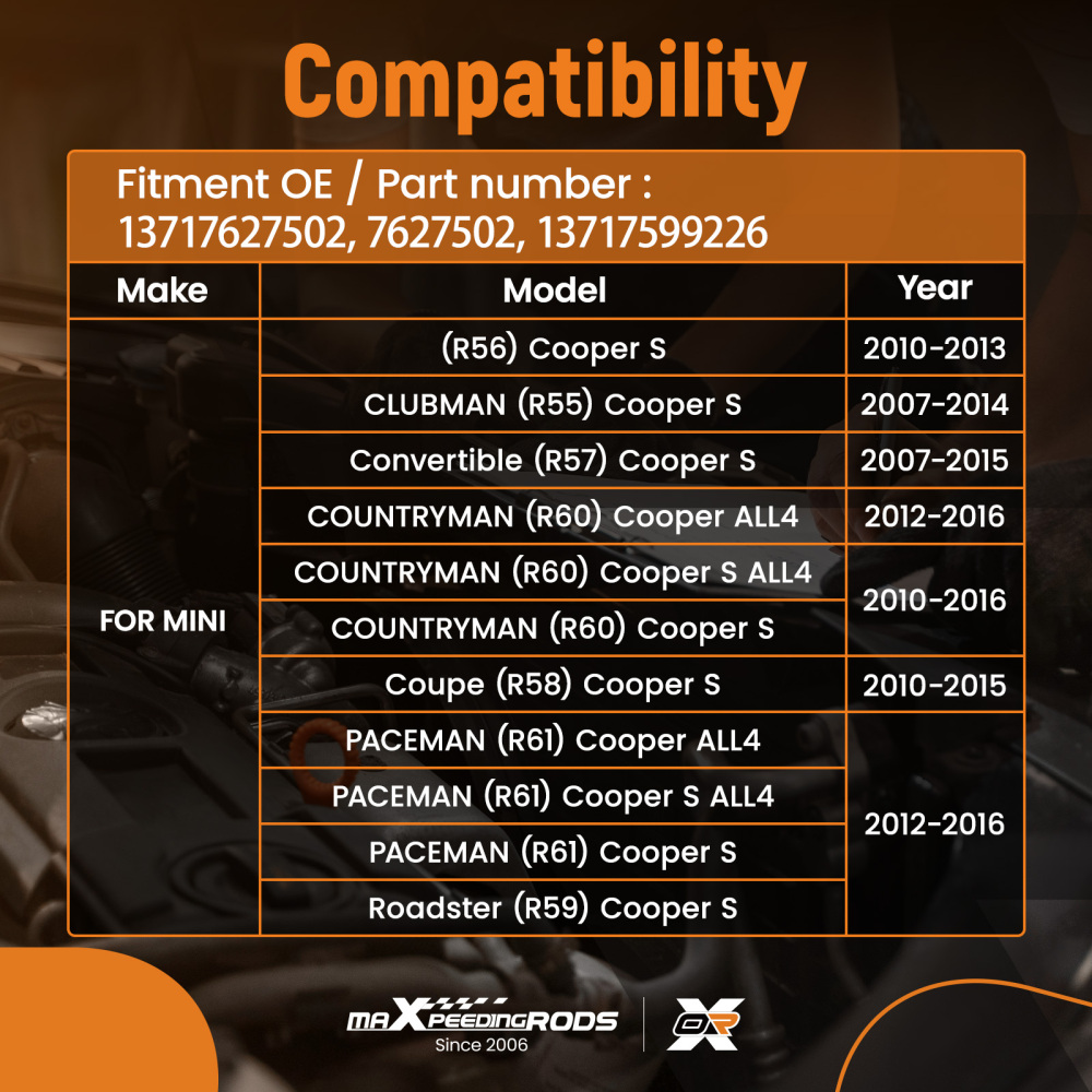 Air Intake Hose compatible for MINI Cooper S R56 R55 R57 2007-2015 13717627502 13717599226