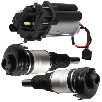 3x Front Air Suspension Shocks + Compressor Pump compatible for Audi Q7 SQ7 Q8 2016-2022