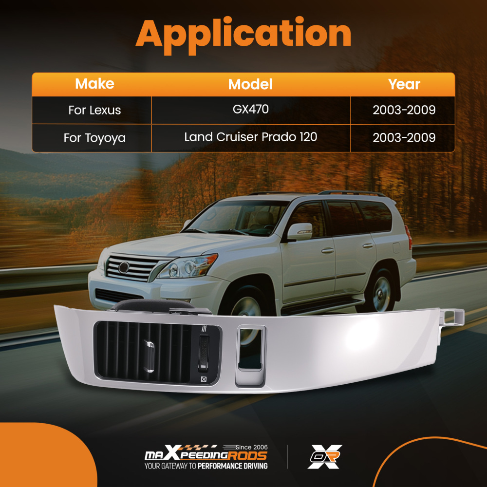 Compatible for AC Dash compatible for Vent Trim compatible for Lexus GX470 2003-09 Silver Black 5547460040