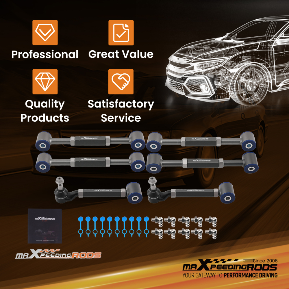 Set of 6 Adjustable Rear Camber Toe Arm compatible for Honda Accord 1998 1999 2000-2002