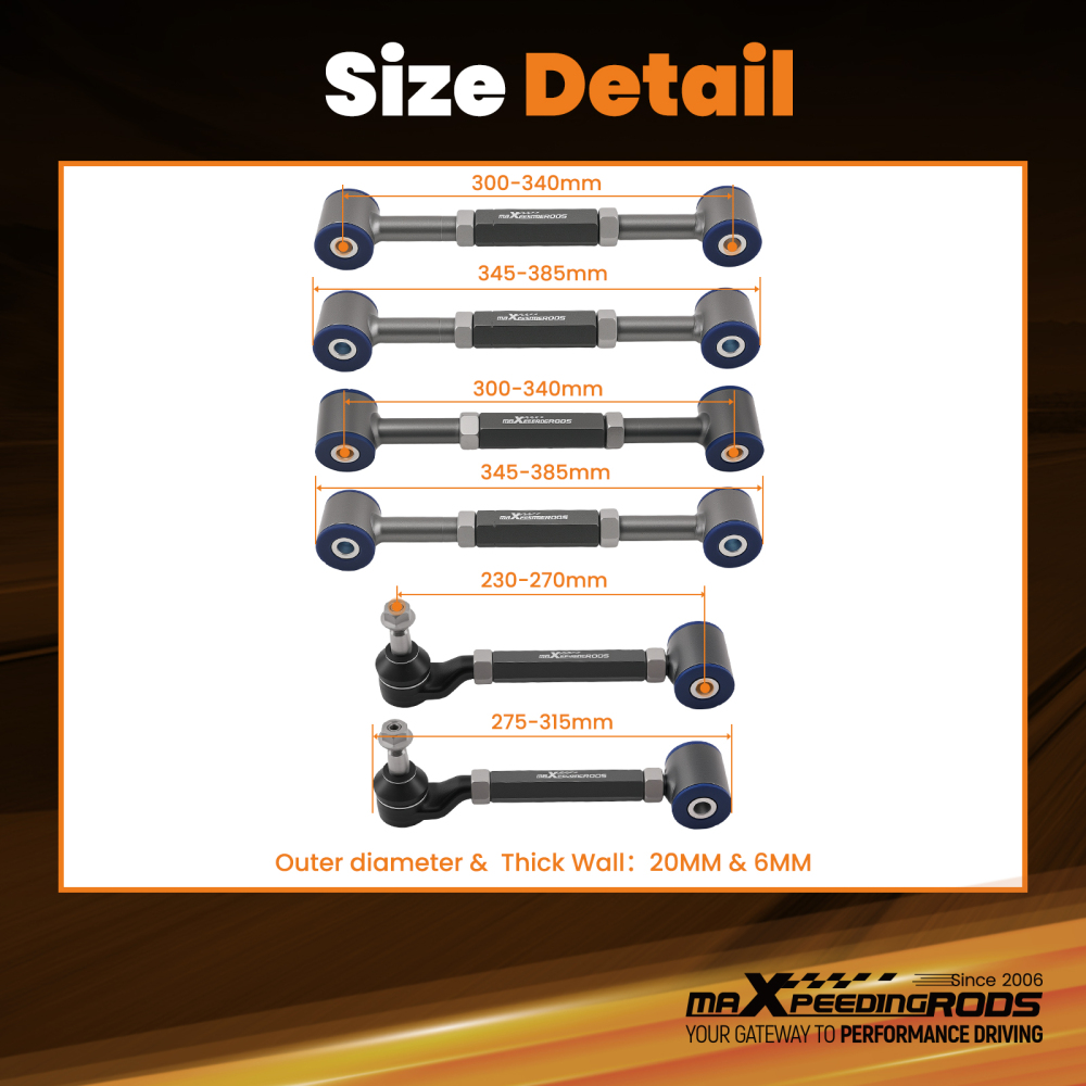 Set of 6 Adjustable Rear Camber Toe Arm compatible for Honda Accord 1998 1999 2000-2002