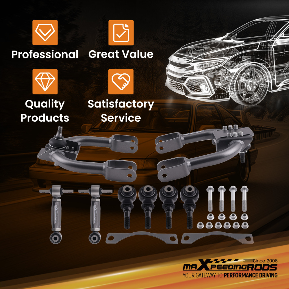 SUSPENSION FRONT UPPER CONTROL ARM + REAR CAMBER ARM KIT compatible for HONDA CIVIC DEL SOL
