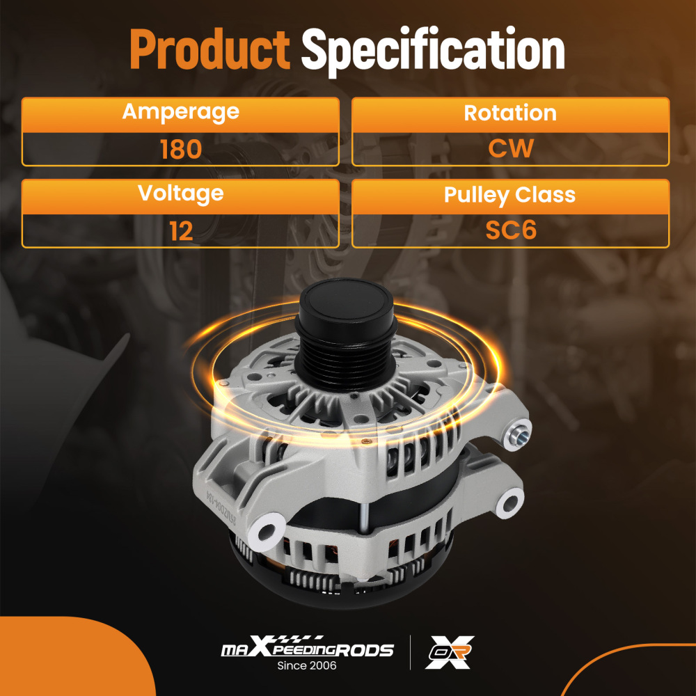 Alternator compatible for Chrysler 300 11-18 3.6L compatible for Dodge Jeep Grand Cherokee compatible for Ram 1500 180A