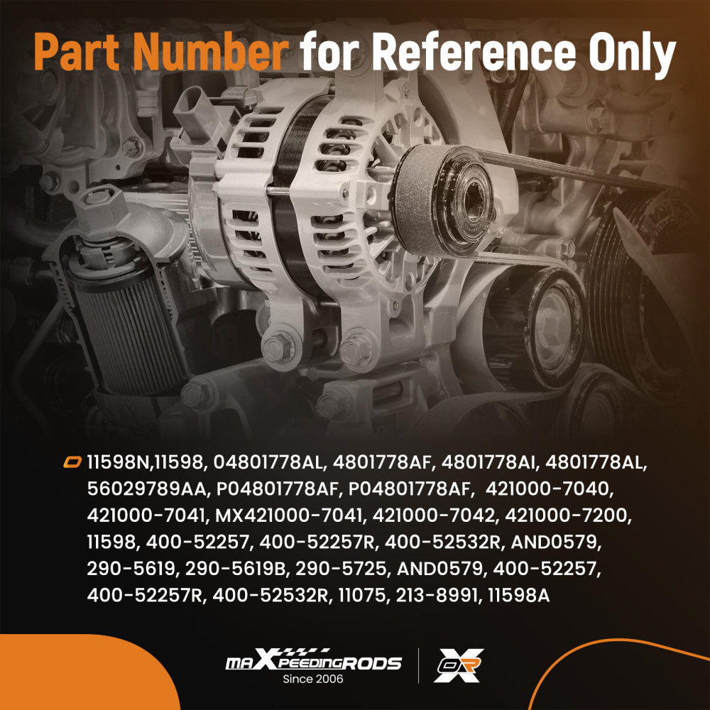 Alternator compatible for Chrysler 300 11-18 3.6L compatible for Dodge Jeep Grand Cherokee compatible for Ram 1500 180A