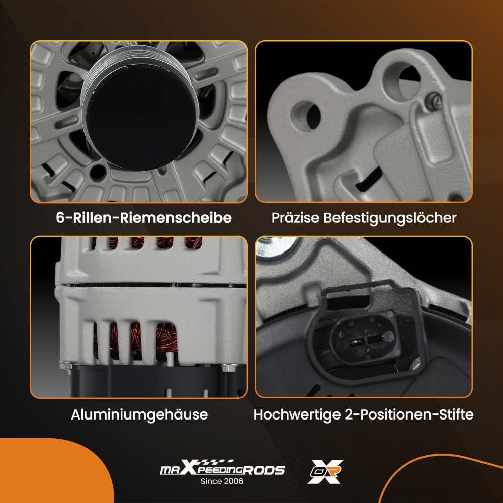 Alternatore Generatore 180A 12V compatibile per Audi A4 8K2 8K5 A5 8T3 A6 4G2 compatibile per Porsche Macan