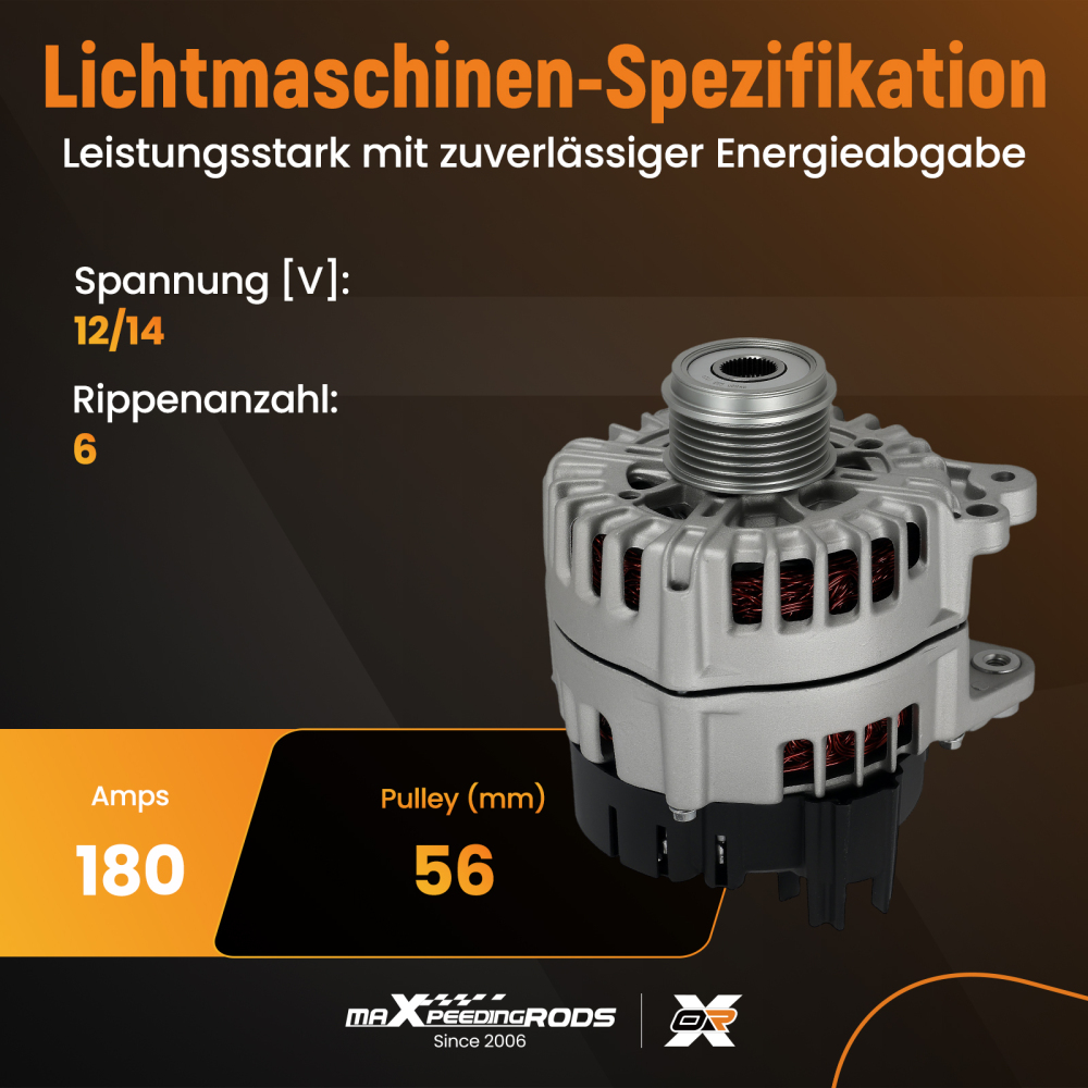 Alternatore Generatore 180A 12V compatibile per Audi A4 8K2 8K5 A5 8T3 A6 4G2 compatibile per Porsche Macan