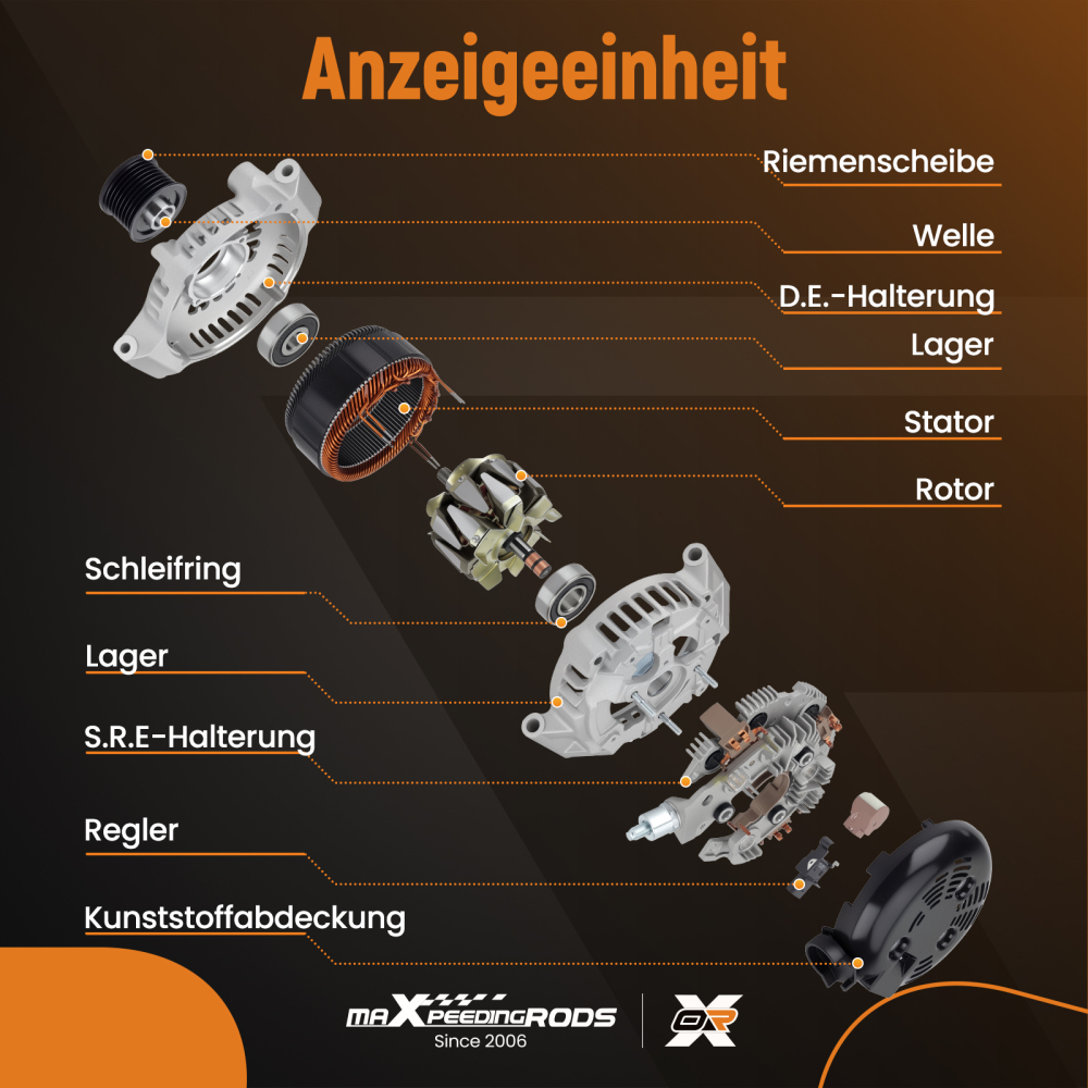 Alternatore Generatore 180A 12V compatibile per Audi A4 8K2 8K5 A5 8T3 A6 4G2 compatibile per Porsche Macan