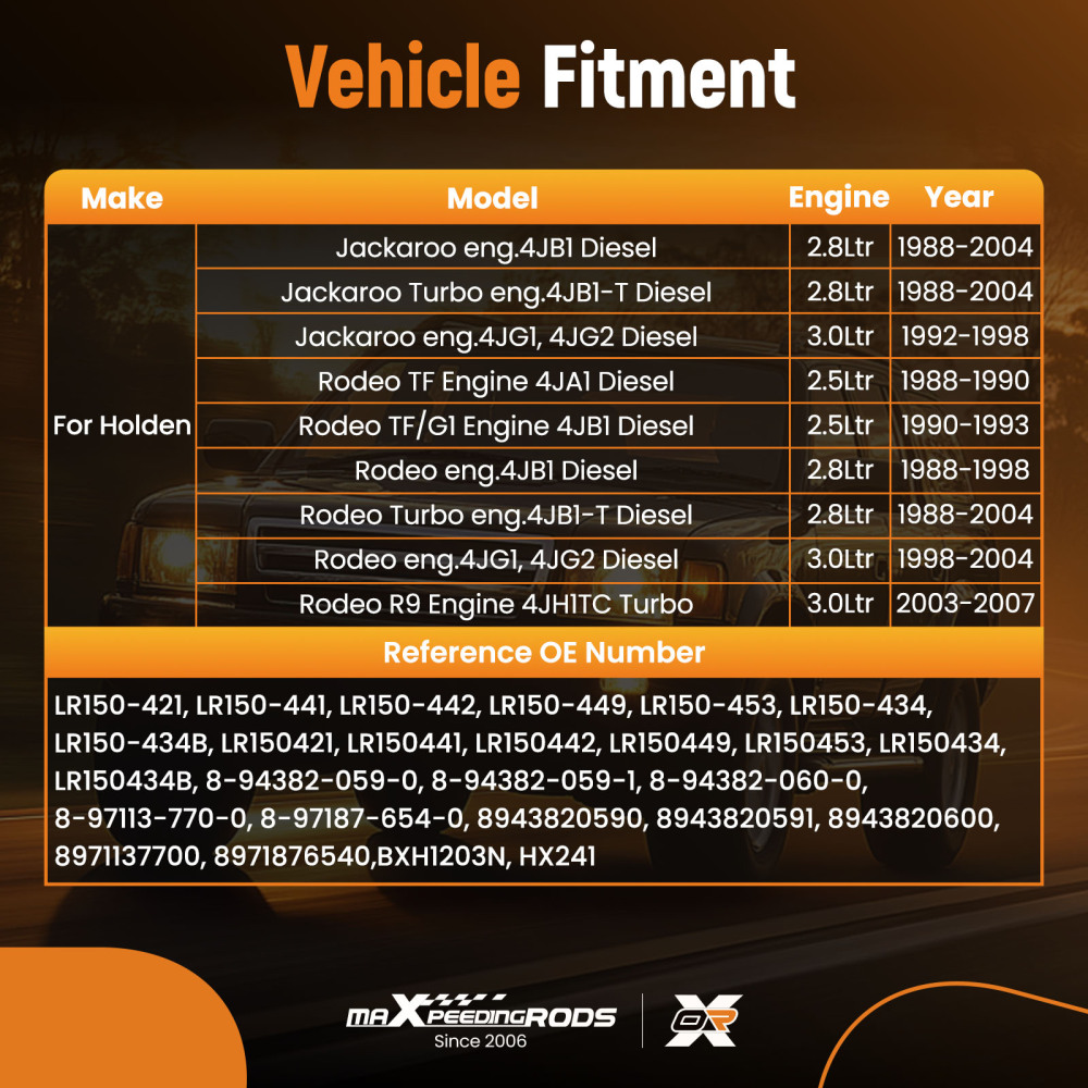 12V Alternator compatible for Holden Rodeo TF Engine 4JB1-T 2.8L 4JA1 2.5L Jackaroo Diesel