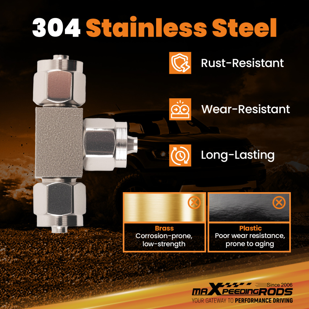 Stainless Steel Tee Pneumatic Air Pipe Quick Fitting Connector 3 Way