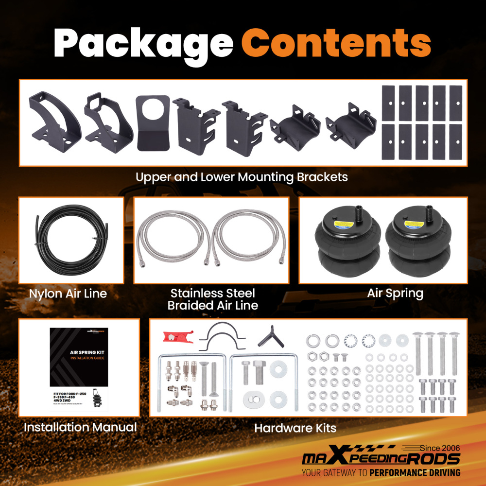 Air Suspension Spring Bags Kit Rear fit F-250 F-350 Super Duty 2WD 4WD 2011-2016