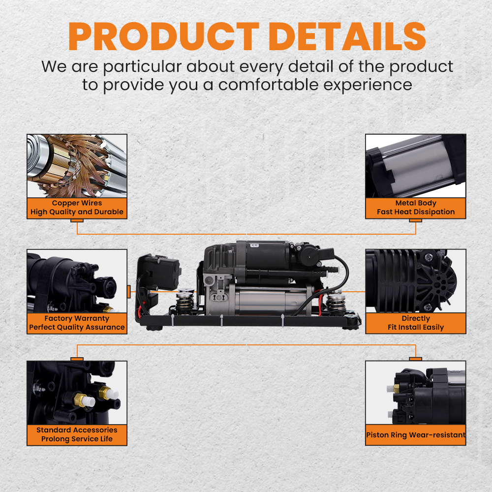 Air Suspension Compressor Pump w/bracket compatible for BMW 5 7 Series F02 F03 37206789450