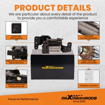 Air Suspension Pump Air Compressor W/ Bracket compatible for BMW X5 X6 E70 E71 37206789937