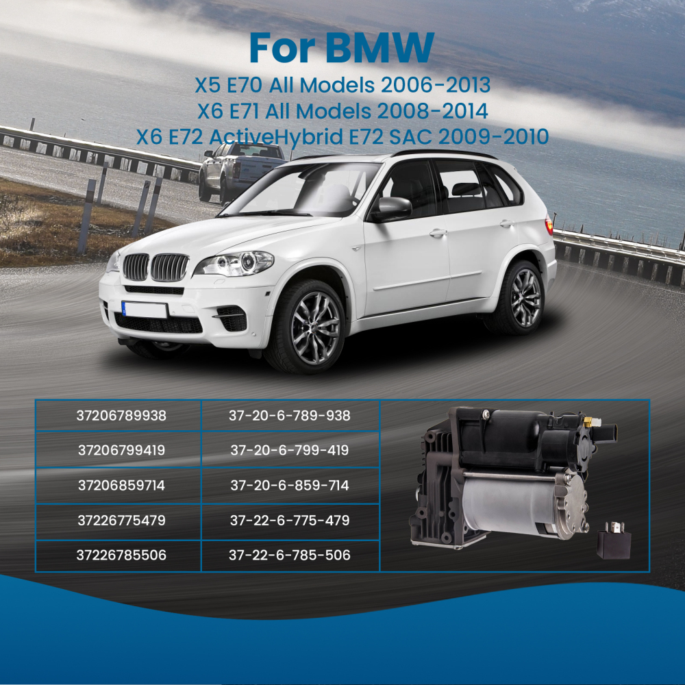 Air Compressore Sospensioni Pneumatiche compatibile per BMW X5 E70 X6 E71 / E72 37206799419