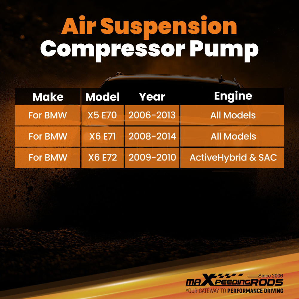 Air Suspension Compressor Pump W/ Bracket compatible for BMW X5 X6 E70 E71 E72 2008-2014