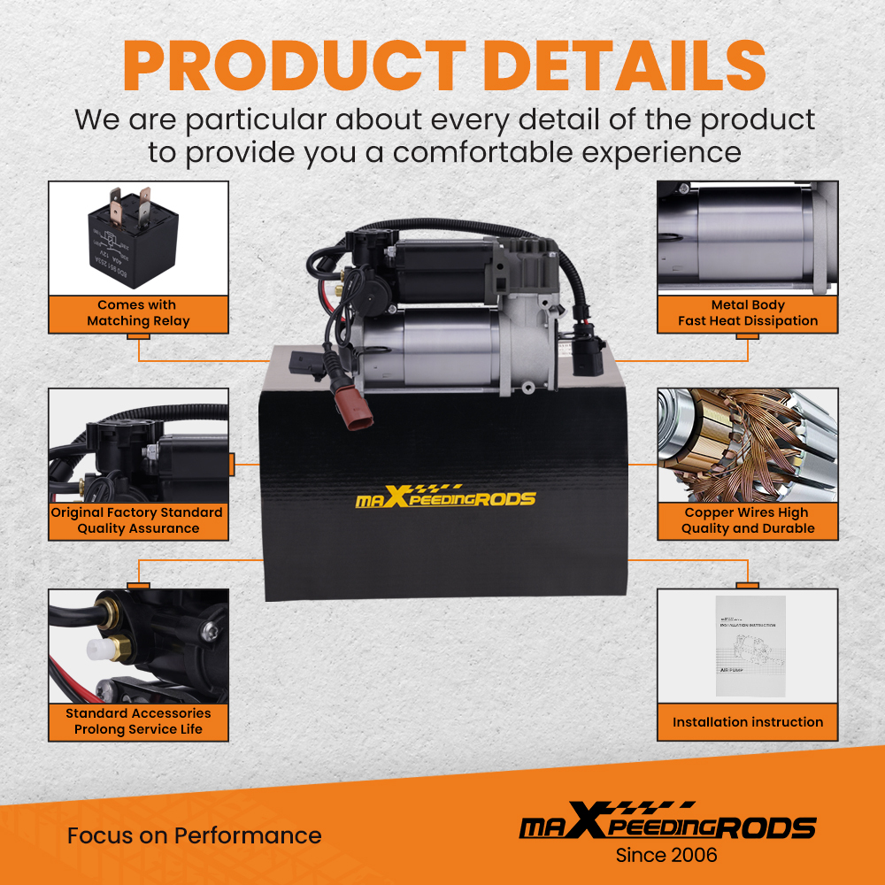 Maxpeedingrods Compressor compatible for Audi A8 D3 6/8 Cylinder Air Suspension Pump 4E0616007B