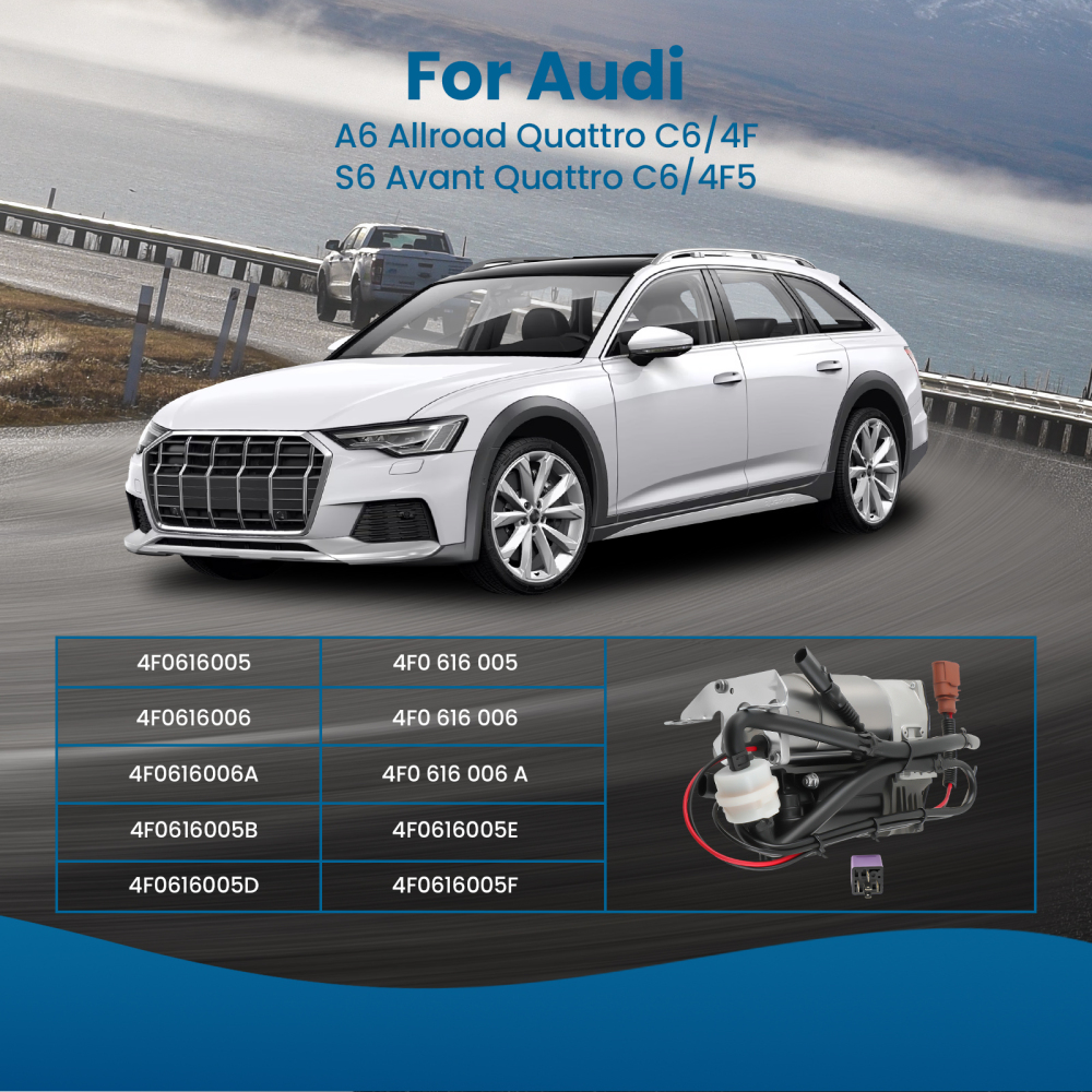 Air Suspension Compressor Air Pump compatible for Audi A6 Allroad Quattro C6/4F 4F0616005E